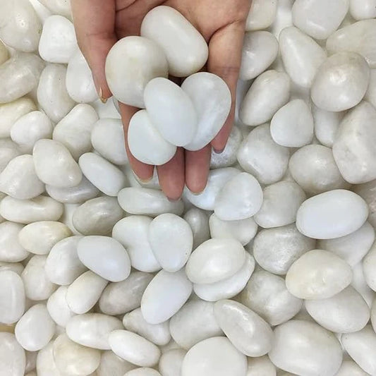 High Polished White Pebbles 20-25 KG Bag 3-5cm